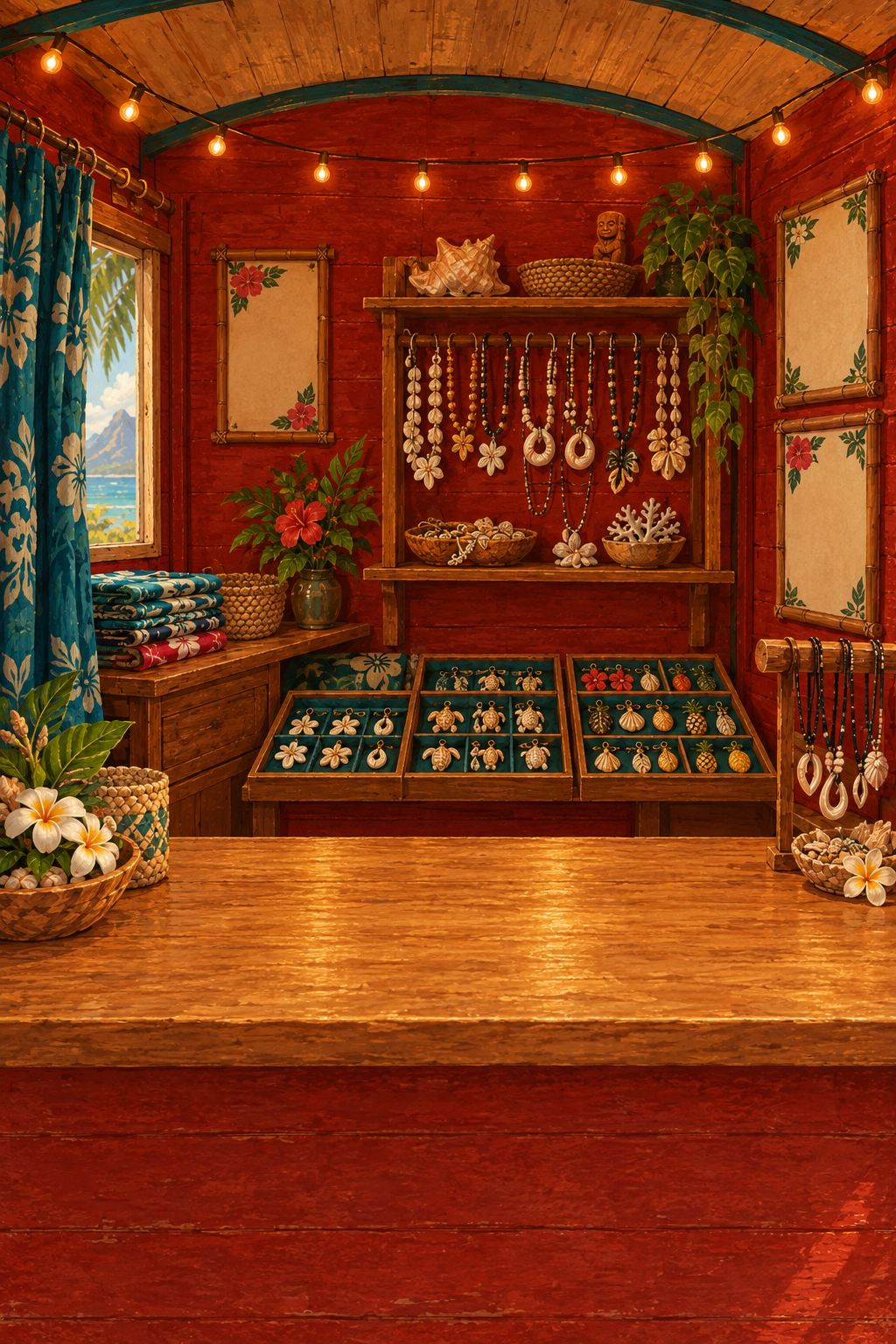 Le comptoir intérieur de la roulotte